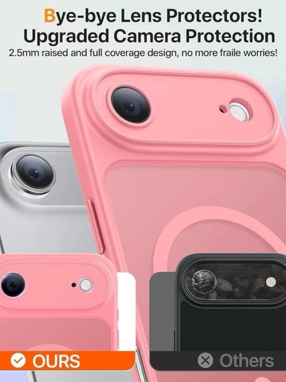 Magnetic Translucent Back Case for Apple iPhone AIR Pink Shockproof + Protector - Picture 3 of 5